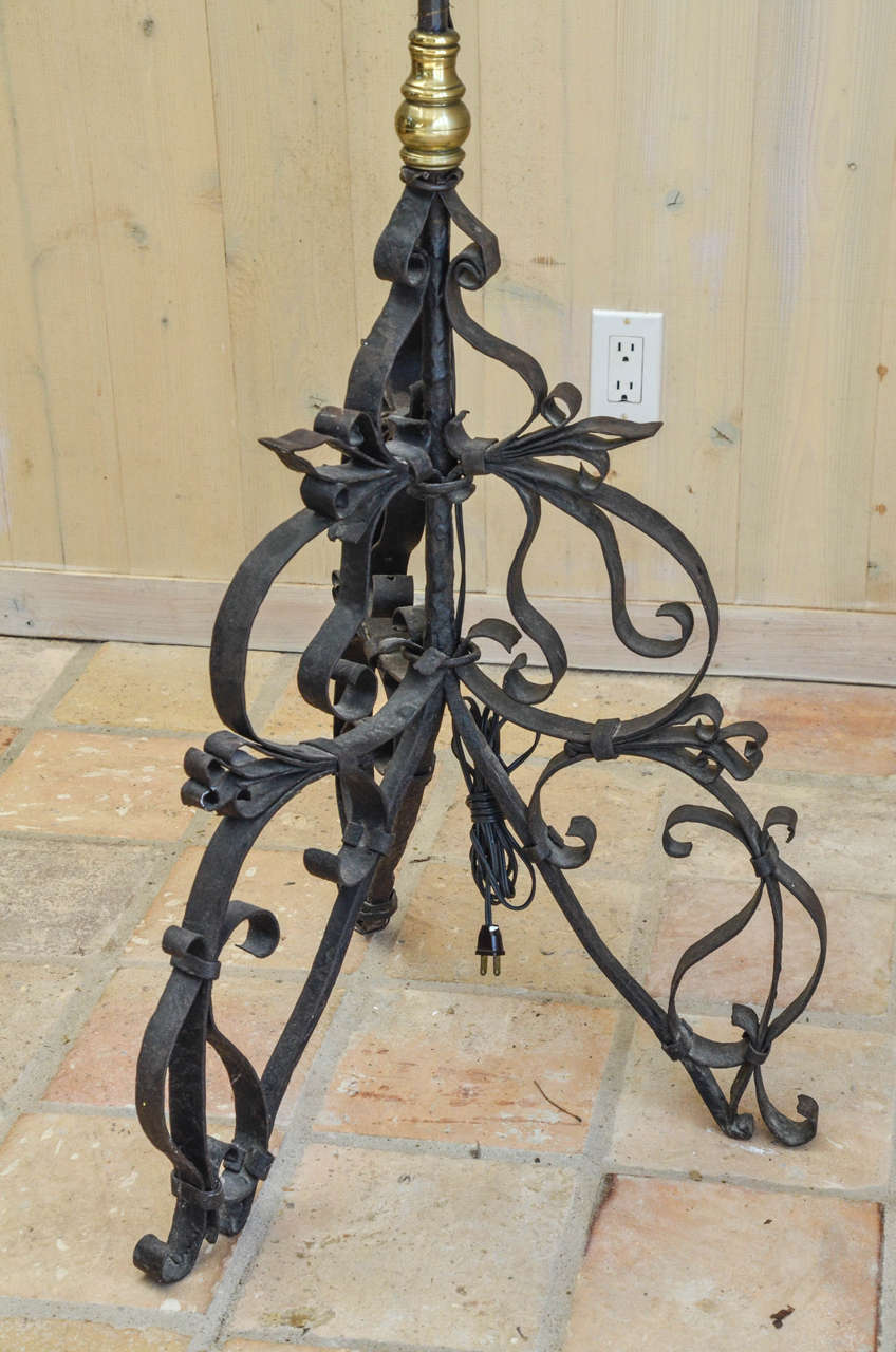 Baroque Revival 19th Century French Iron and Gilt Floor Lamp